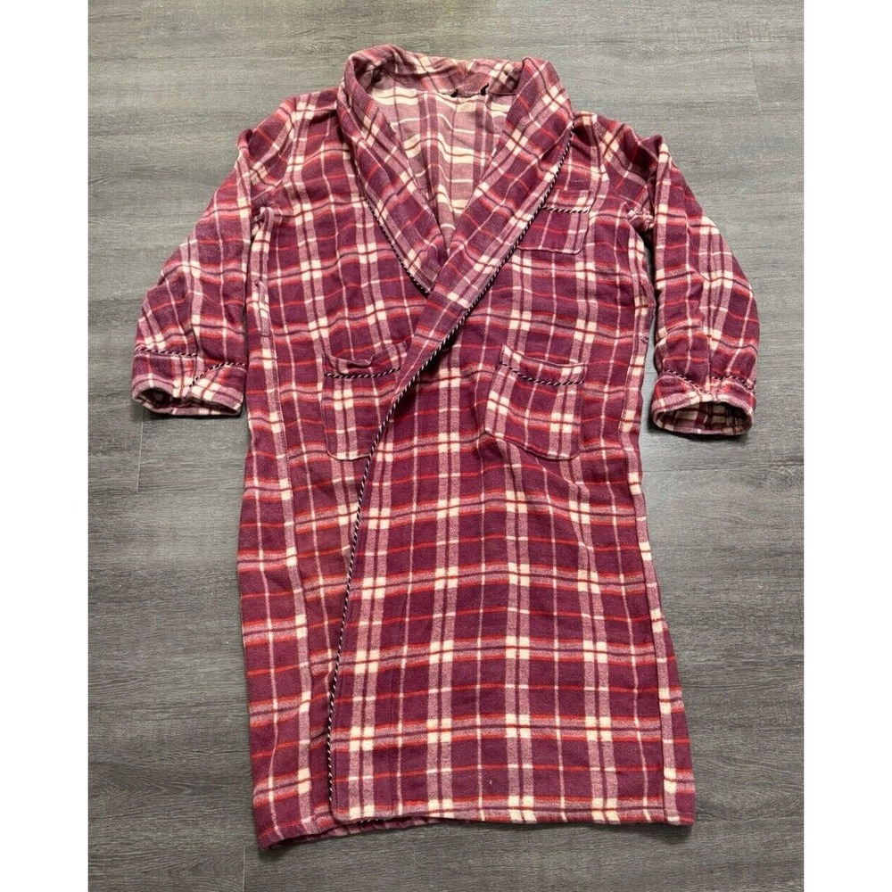 VINTAGE 1940s BEACON FABRIC PLAID BLANKET SHAWL COLLAR BATHROBE‎